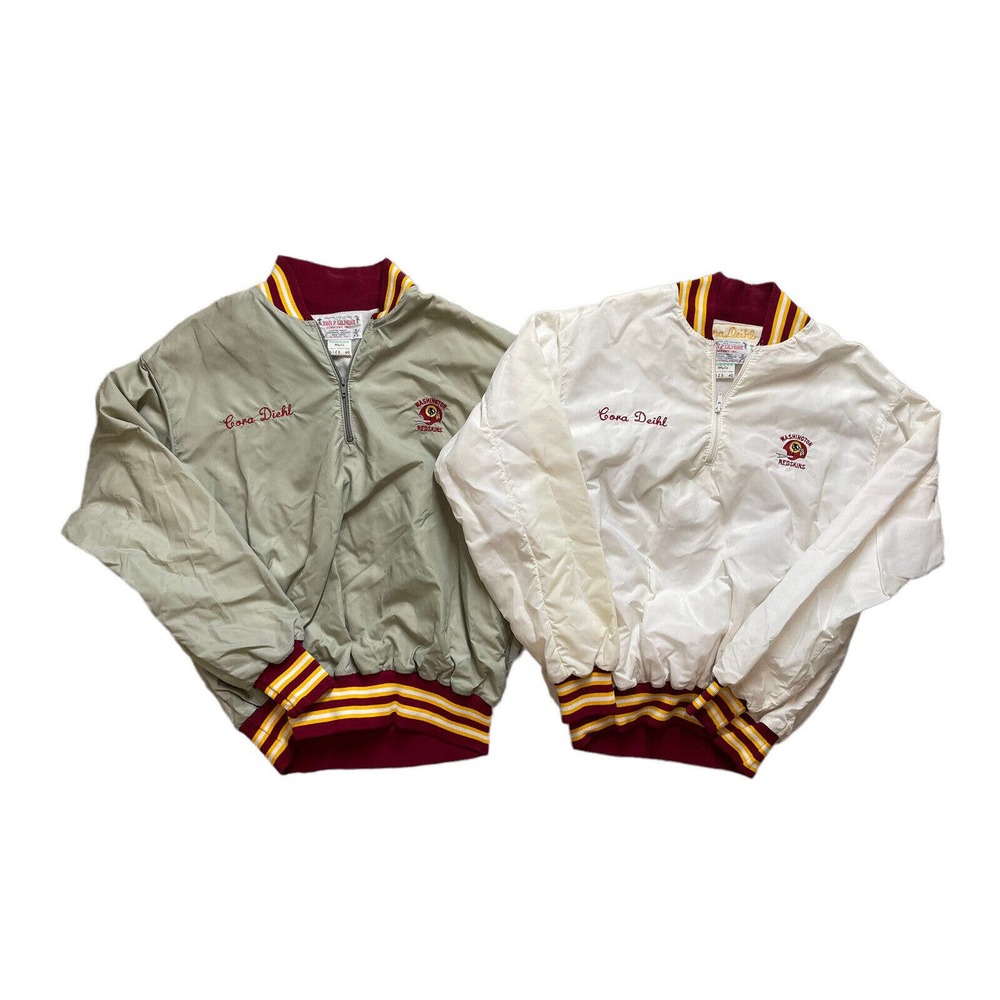 Set of 2 Vintage NFL Washington Redskins 1/4 Zip Pullover Jacket Size 40 Custom